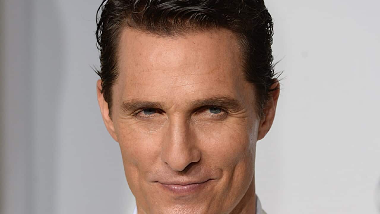 Matthew McConaughey in the press room of the 86th Academy Awards.