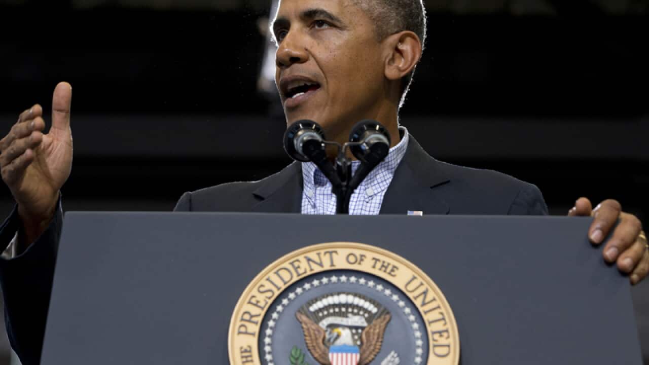 US President Barack Obama at Lackawanna College in Scranton, Pa.