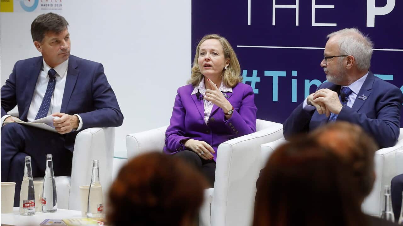 Australian Energy Minister, Angus Taylor attends a panel session at COP25.