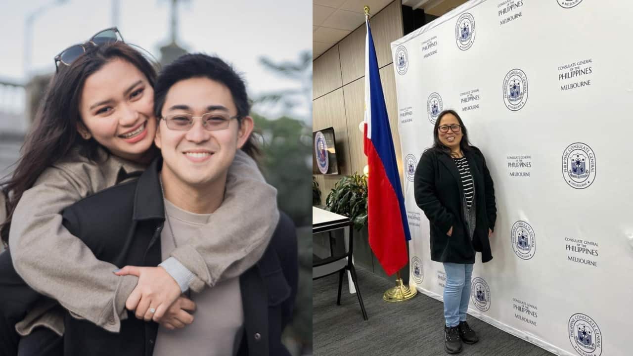 James Jualo with his partner (left) and Lilian Mendez (right)