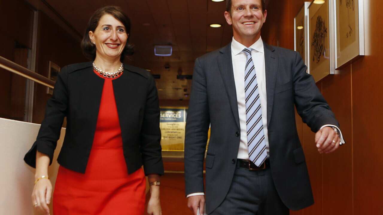 NSW Premier Mike Baird and Gladys Berejijlian
