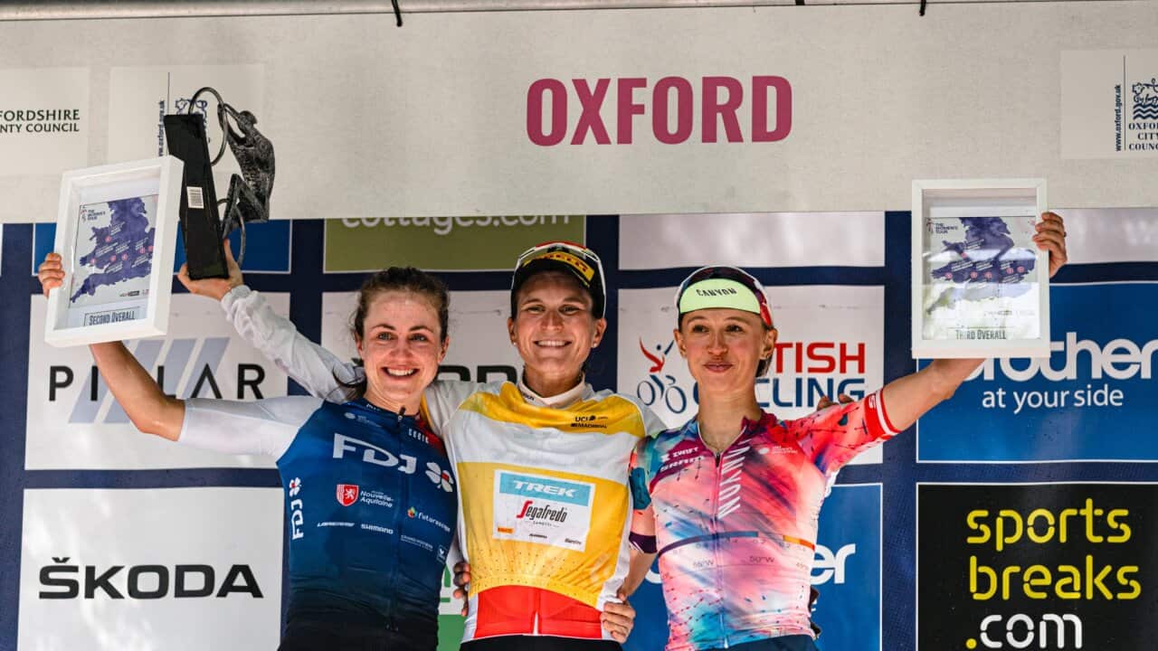 The final podium at The Women's Tour 2022