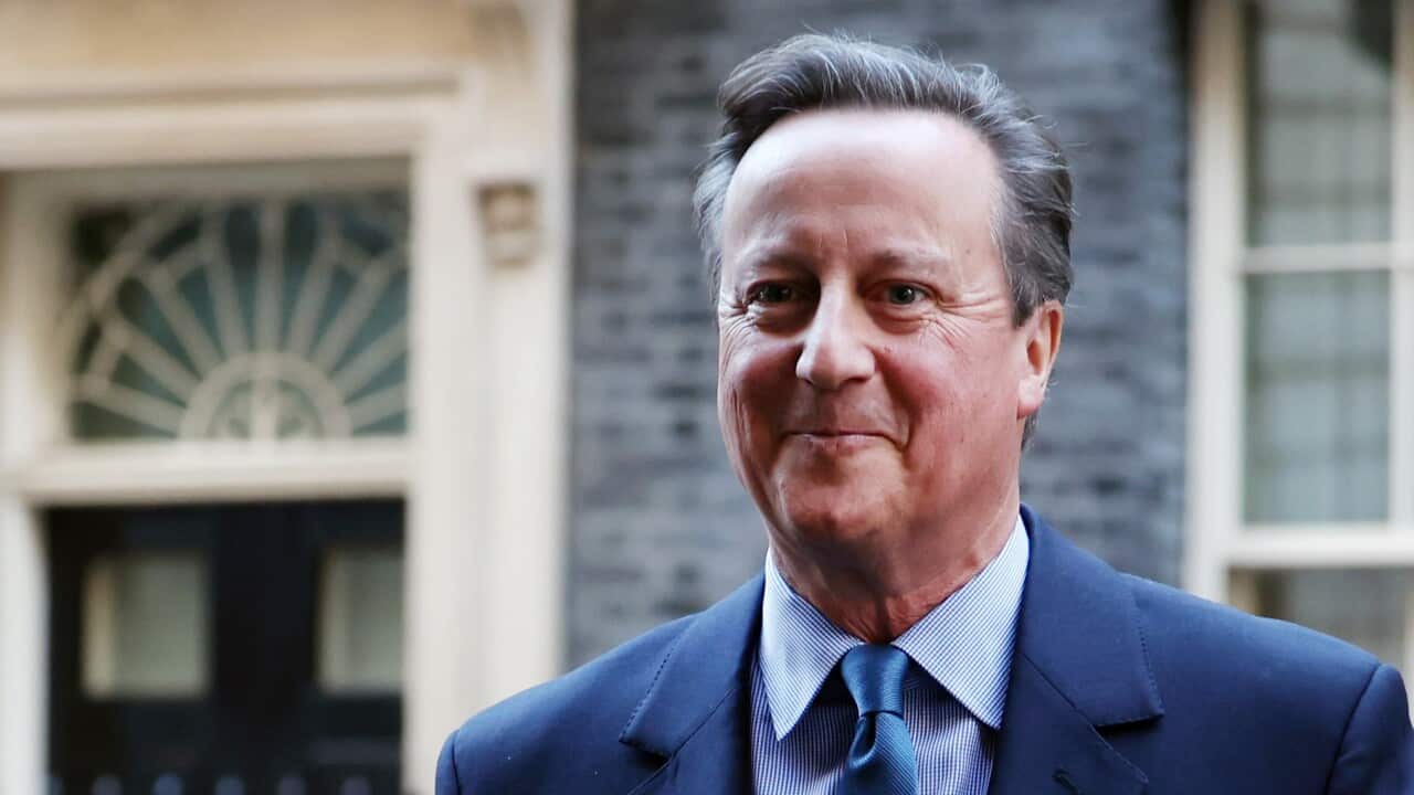 New British Foreign Secretary David Cameron departs 10 Downing Street in London, Britain, 13 November 2023.