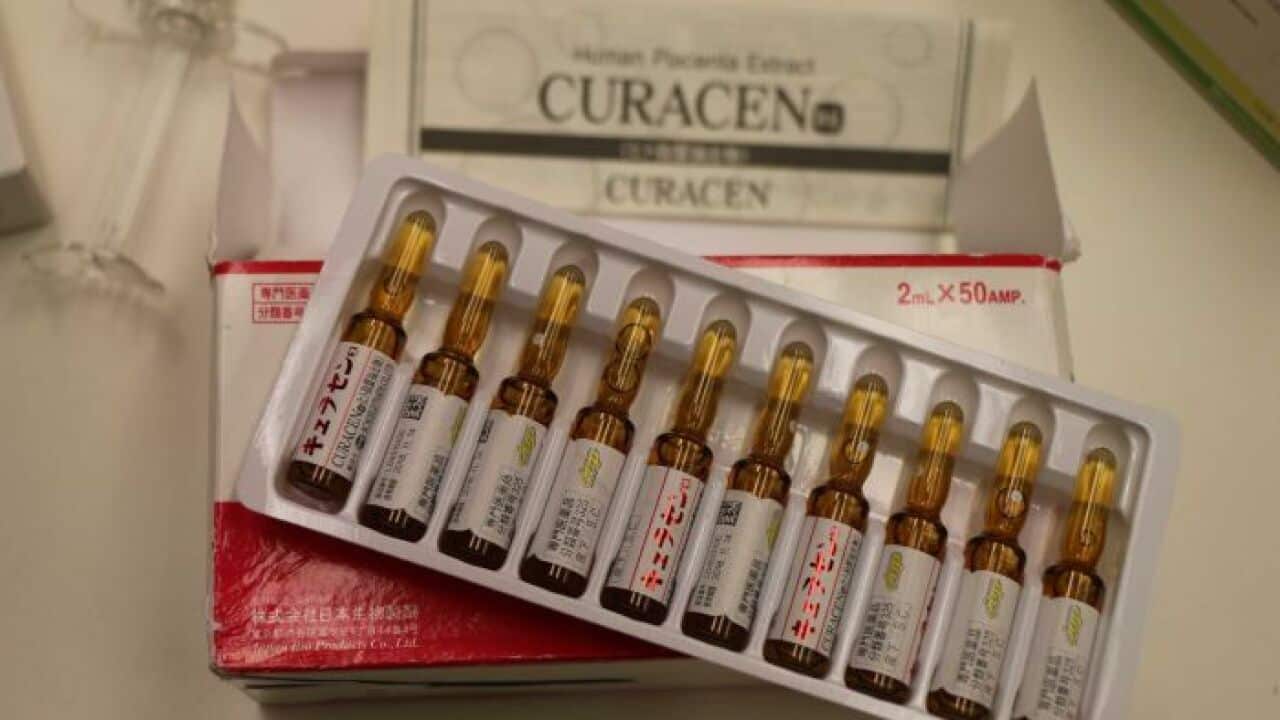 The placenta extract is not approved for use in Australia, but was offered for sale at a Sydney clinic.