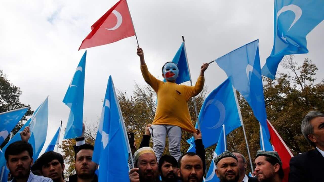 The Uighur community in Turkey protest against alleged oppression of Muslim Uighurs in China.