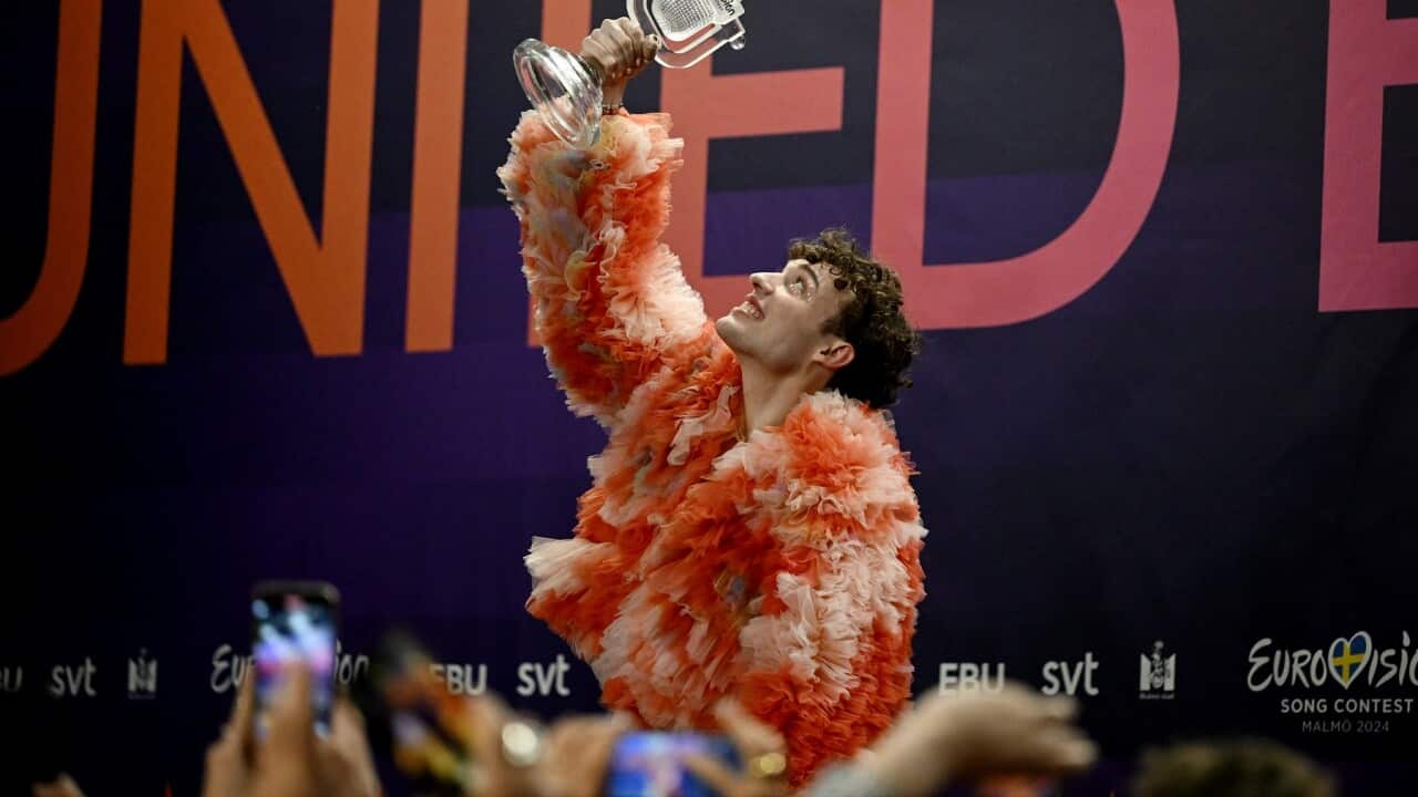 The Winner of Eurovision Song Contest 2024 Nemo of Switzerland during press conference.