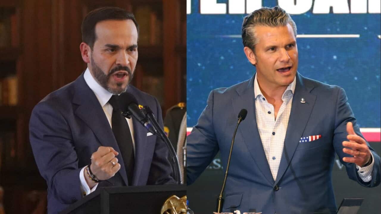 Colombian President Abelardo de la Espriella and US Secretary of War Pete Hegseth