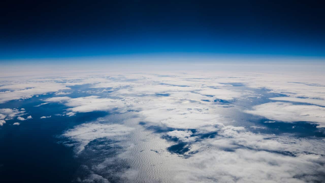 Aerial View Of Clouds Over Blue Sky