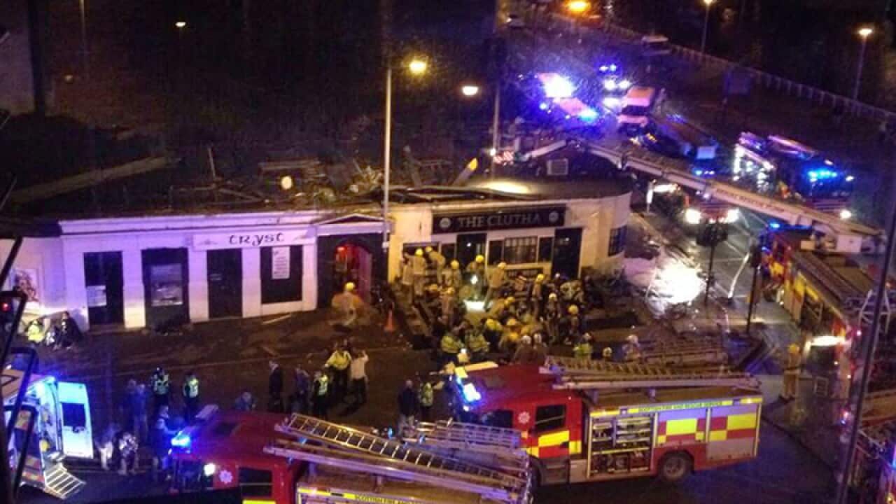 Helicopter crash scene in Glasgow