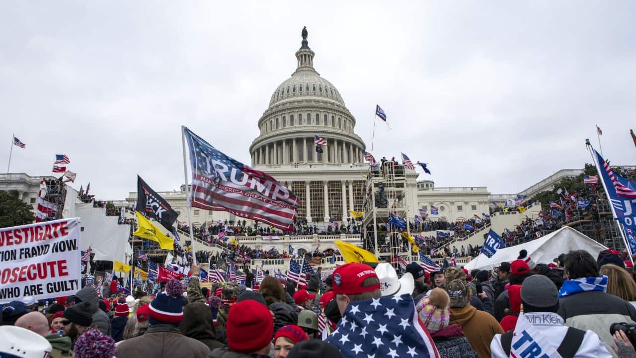Rioters loyal to Donald Trump during the US Capitol attack in Washington