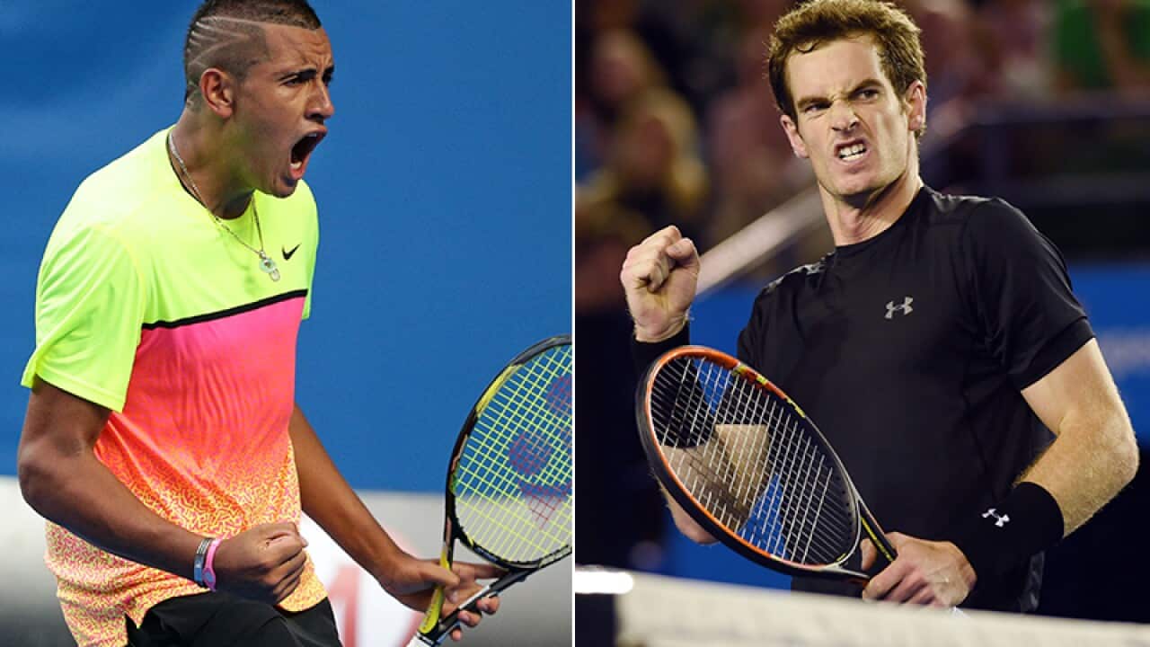 Australian Nick Kyrgios will play Andy Murray for a spot in the Australian Open semi-final. (AAP)