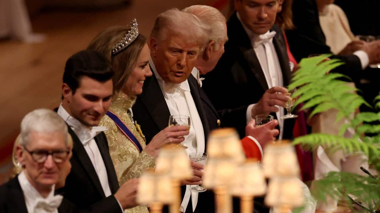 Donald Trump and guests at the state banquet