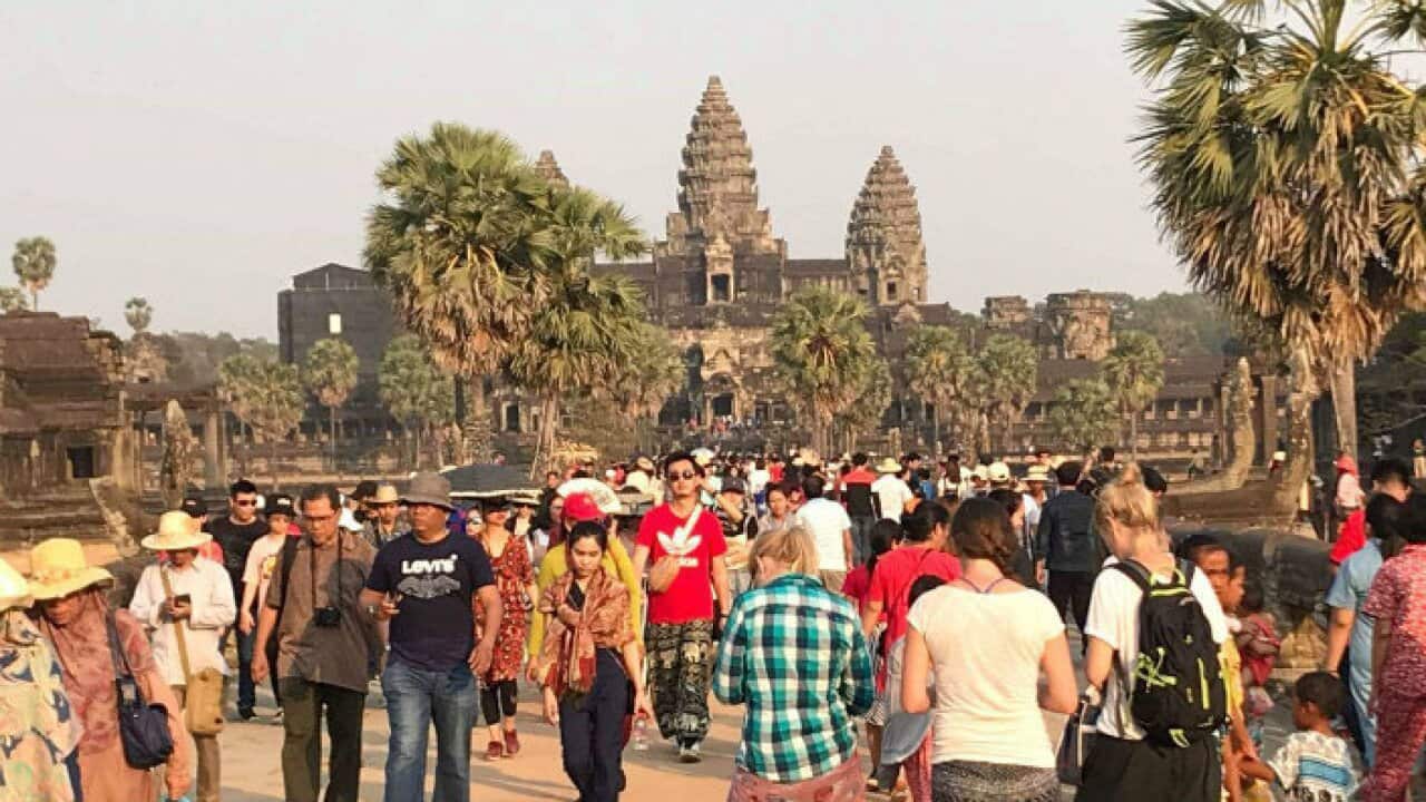 Tourist at Angkor Wat