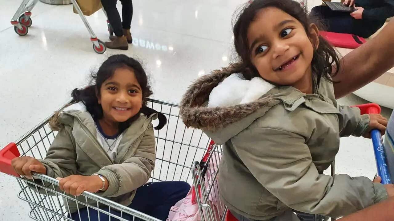 A supplied image of Kopika and Tharni Murugappan, a Tamil asylum-seeker family, in Perth, on Monday, June 21, 2021.