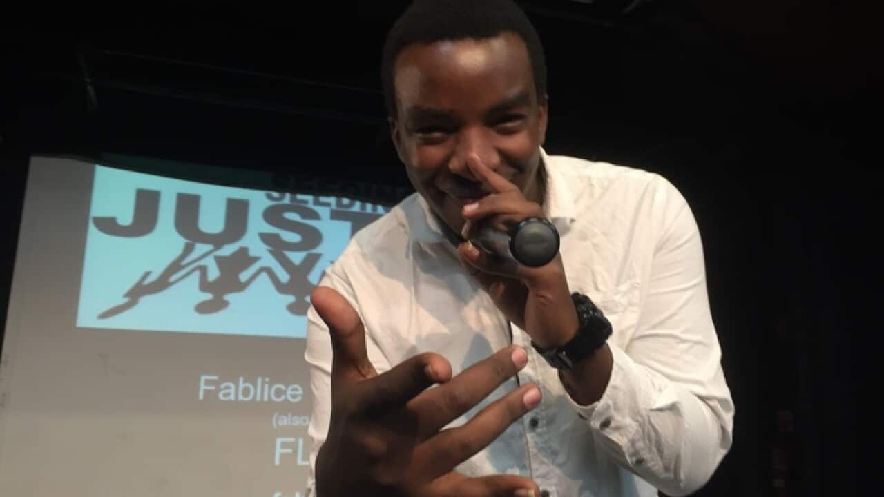 Fablice Manirakiza performing at Assumption College in Victoria