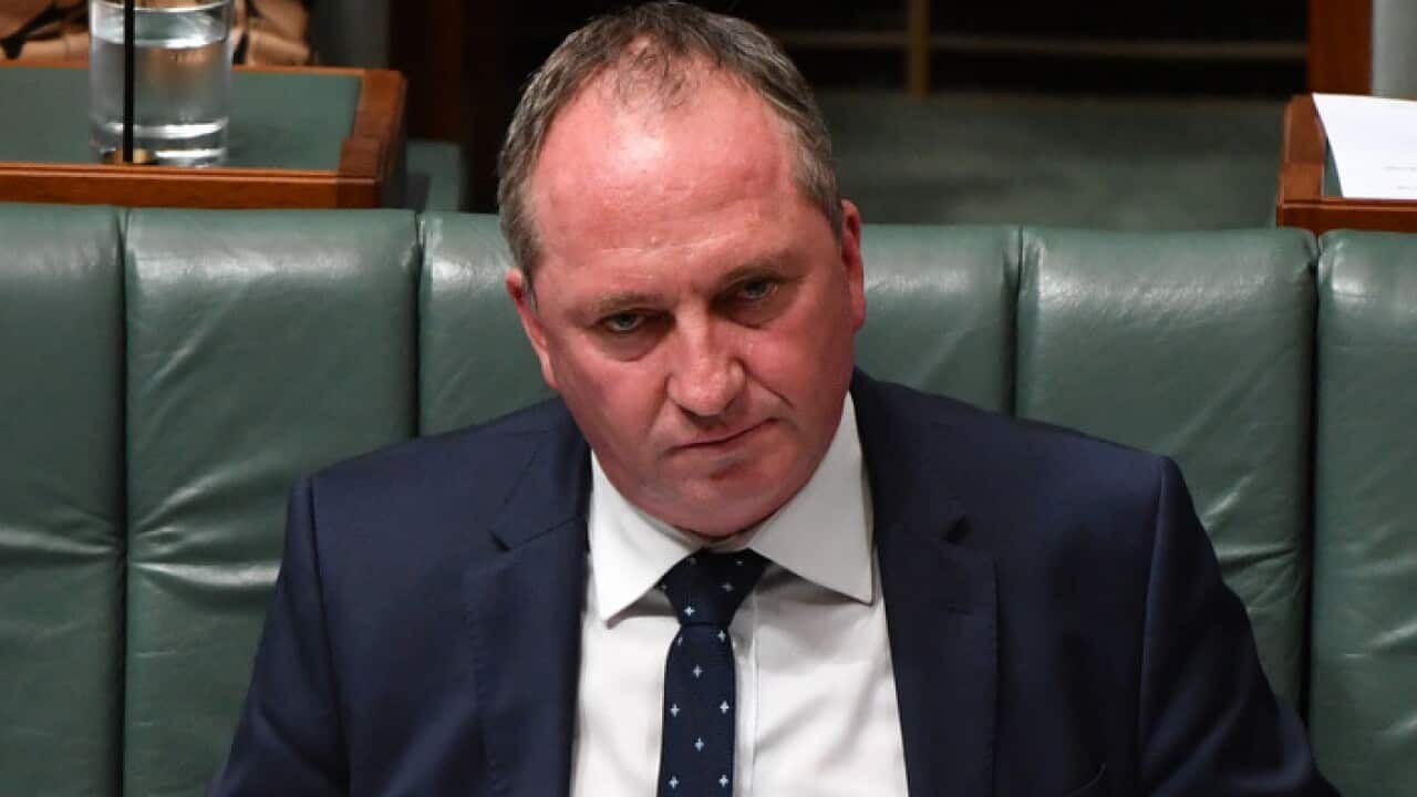 Deputy Prime Minister Barnaby Joyce during Question Time in the House of Representatives at Parliament House Tuesday, February 13, 2018. (AAP Image/Mick Tsikas) NO ARCHIVING