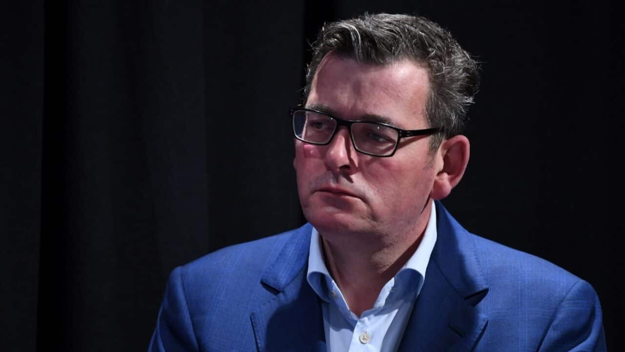 Victorian Premier Daniel Andrews addresses the media during a press conference in Melbourne.