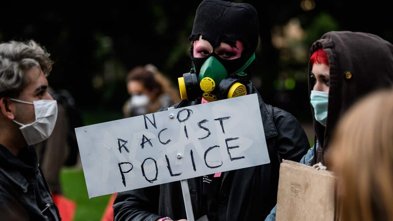 Protesters at a Black Lives Matter event in Sydney