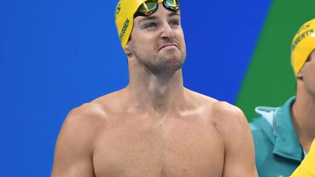 File image of Australian swimmer James Magnussen poolside in Brazil.