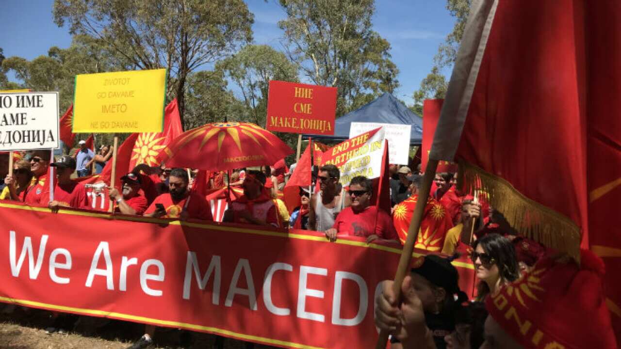 Macedonians protest in Canberra