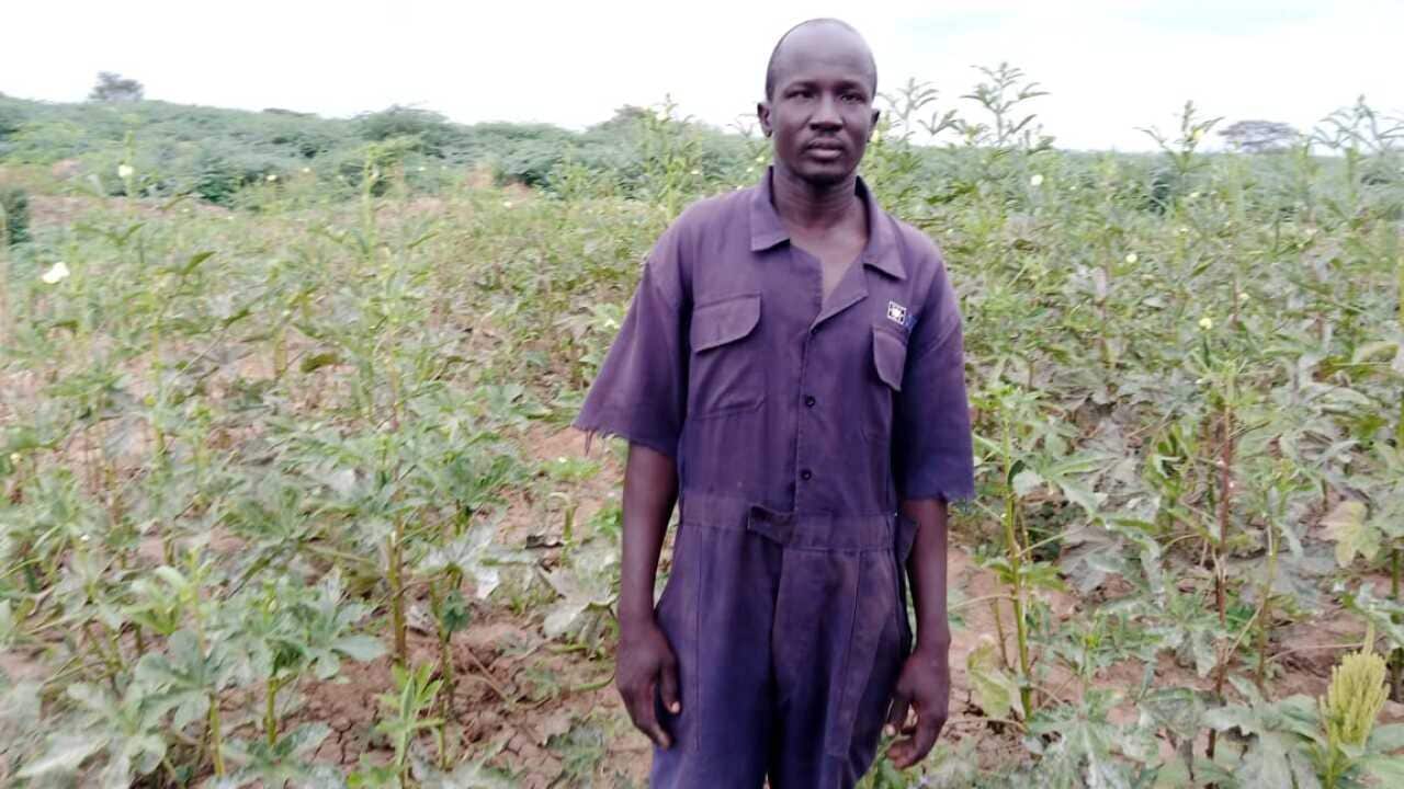 Manyuon Mayen at his farm in Kakuma Refugee Camp