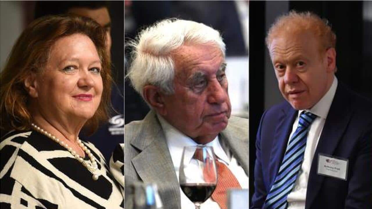 Australia's richest figures include Gina Rinehart, Harry Triguboff and Anthony Pratt.
