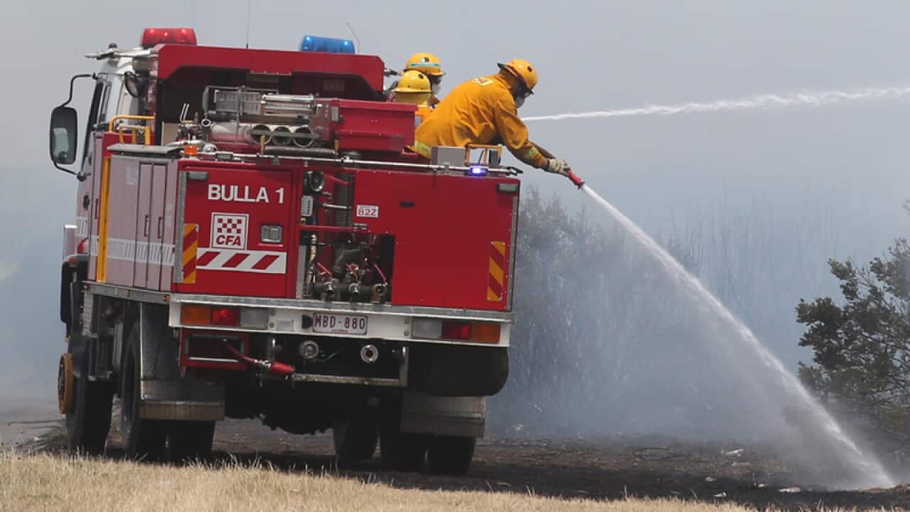 Firefighters battle a blaze in Victoria