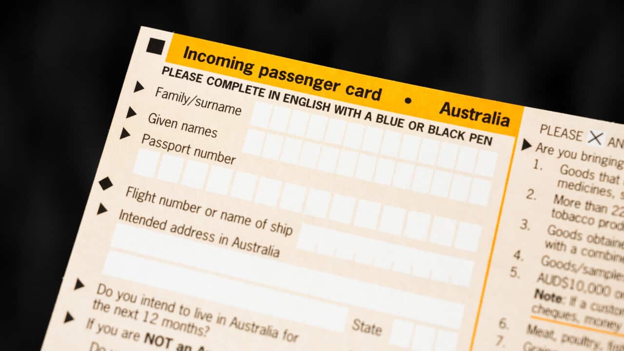 Australian incoming passenger card form