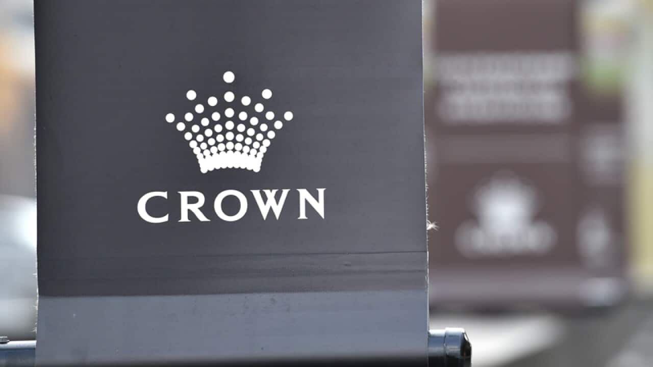 A banner promoting Crown Resorts in Melbourne