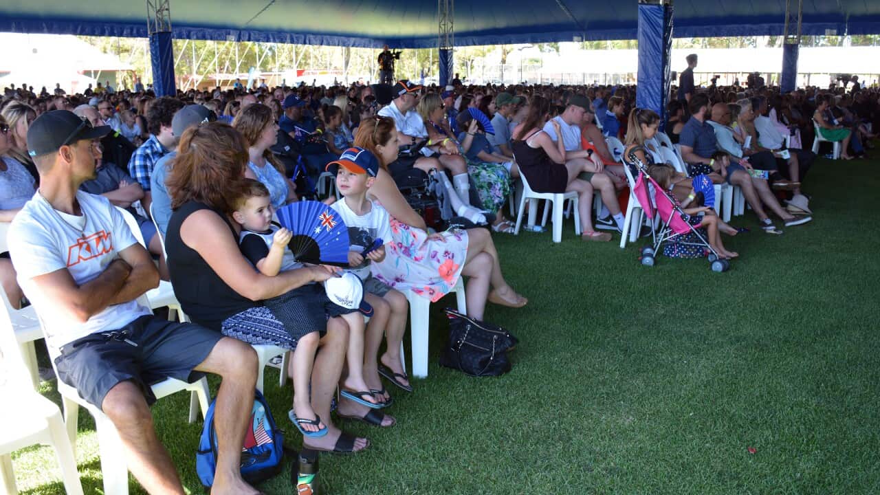 The crowd is seen during an Australia Day citizenship ceremony in the city of Waneroo, in Perth's north, Thursday, Jan. 26, 2017.