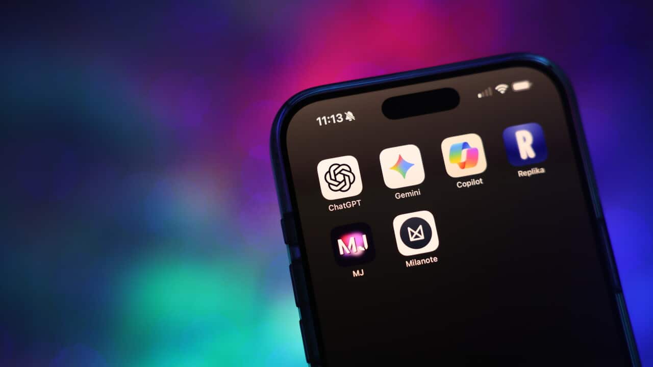 A smartphone displaying various artificial intelligence chatbot apps