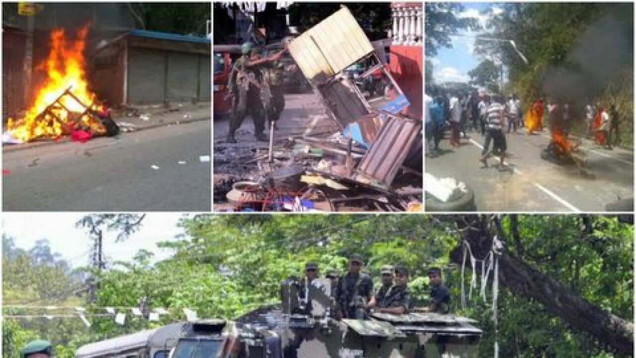 Kandy unrest in Sri Lanka.