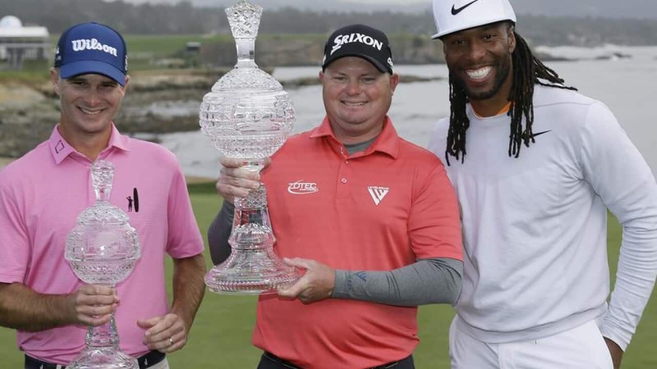 From left, Kevin Streelman, Ted Potter Jr. and Larry Fitzgerald