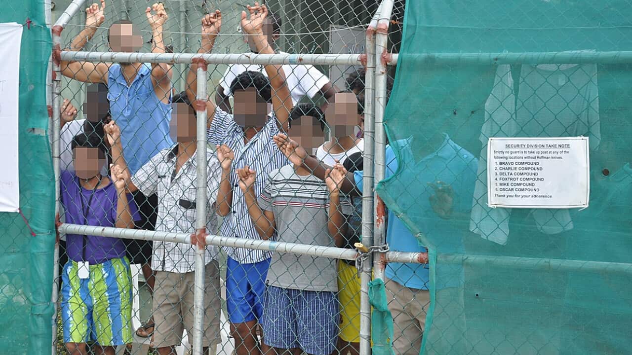 File image of asylum seekers at the detention centre on Manus Island