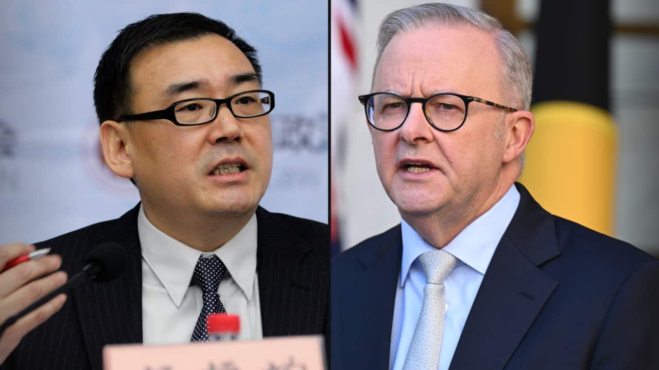 A composite image of Dr Yang Hengjun and Anthony Albanese.