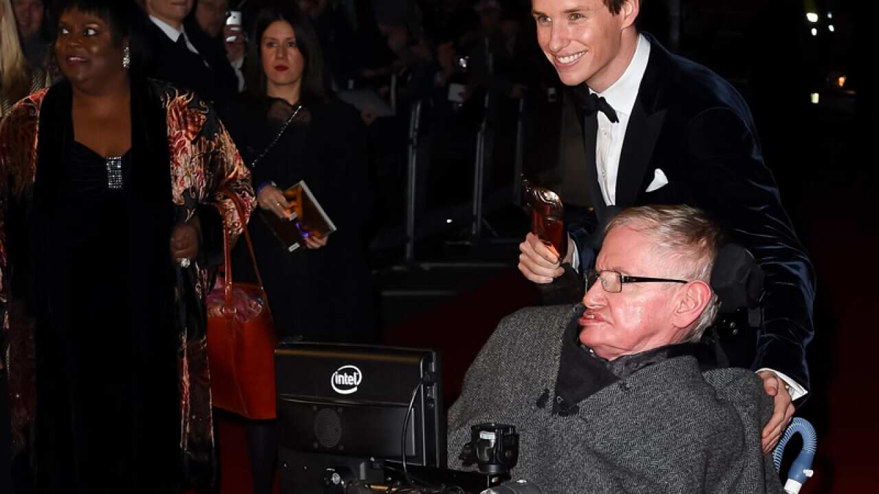 Stephen Hawking and Eddie Redmayne
