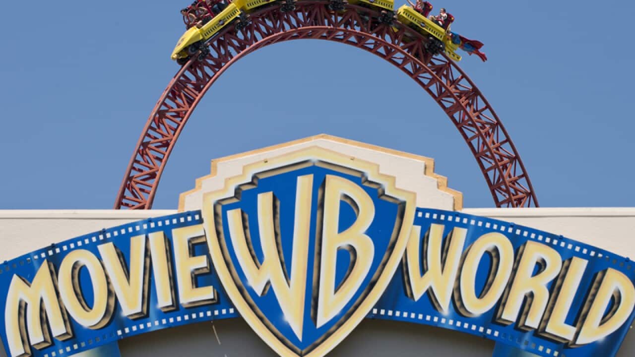 A roller coaster at Warner Brothers Movie World on the Gold Coast