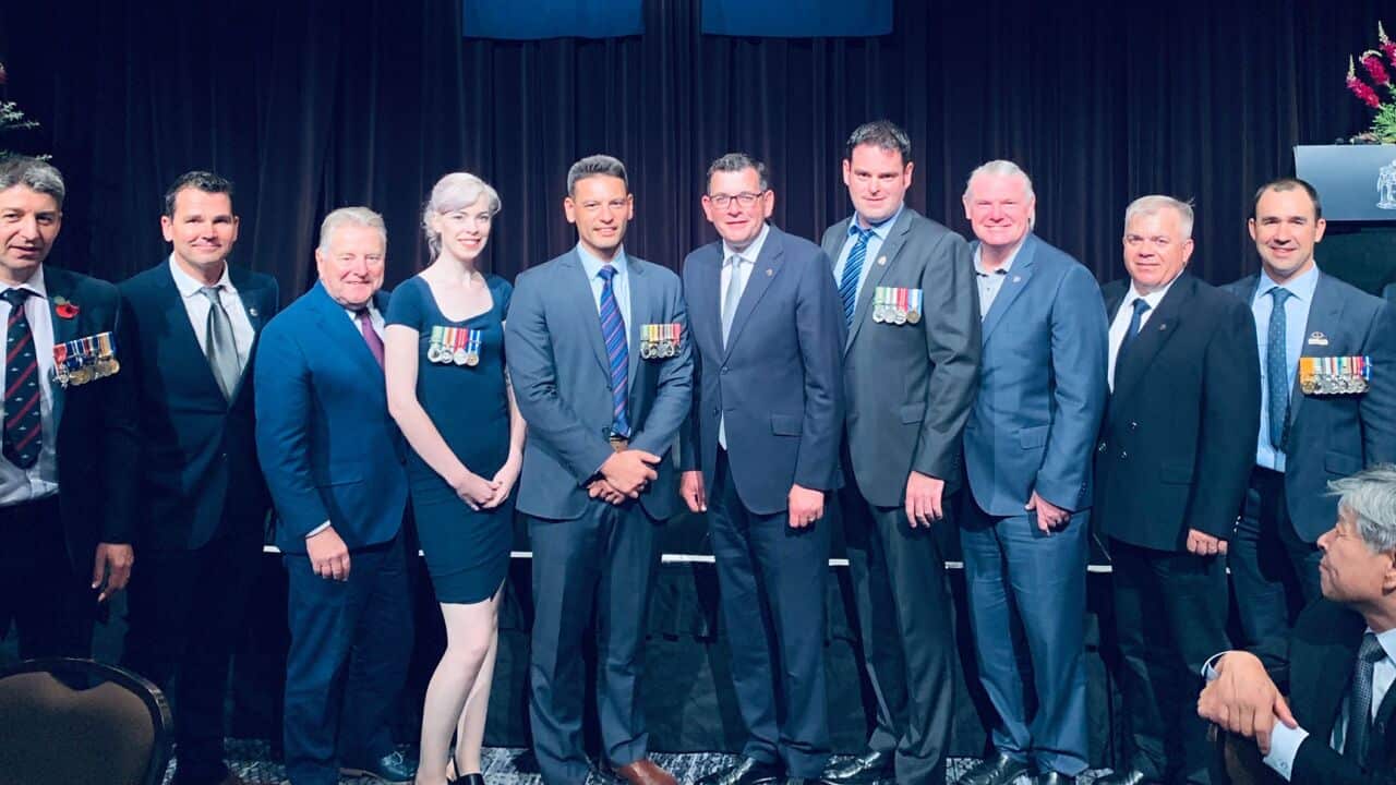 Group of veterans with Victoria Premier earlier this month