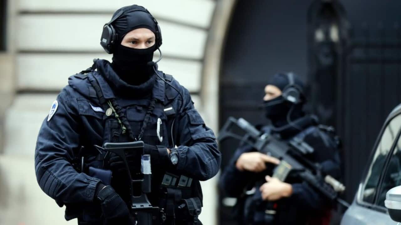French military task force officers in Paris