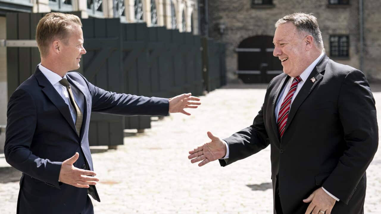 Danish Foreign Minister Jeppe Kofod did not shake hands with US Secretary of State Mike Pompeo.
