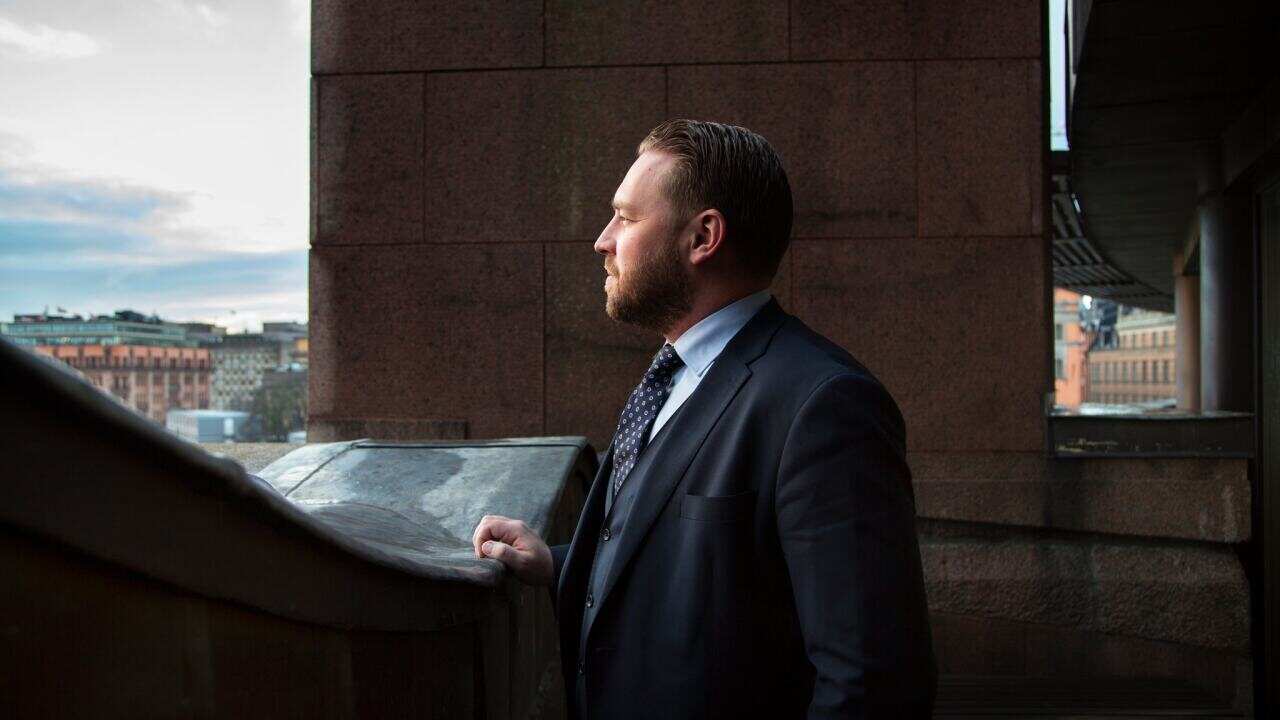 Mattias Karlsson, the international secretary of Sweden Democrats, a far-right party that captured nearly 18 percent in elections last year.