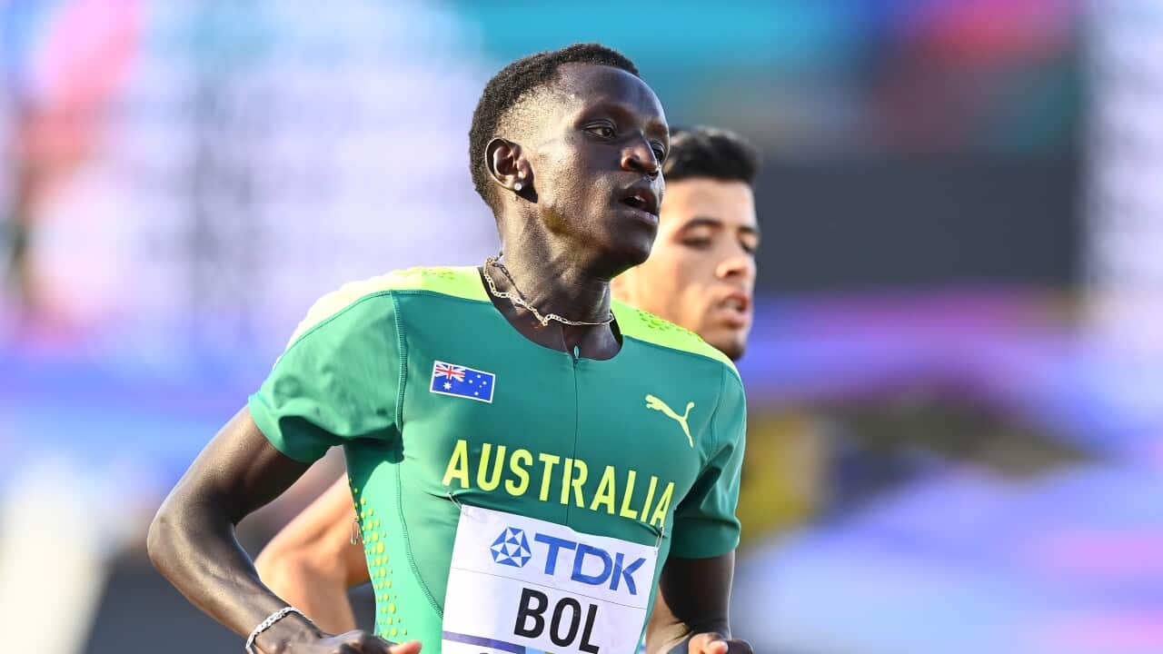 Peter Bol of Team Australia competes in the Men's 800m Final on day nine of the World Athletics Championships Oregon22 at Hayward Field on 23 July 2022 in Eugene, Oregon.
