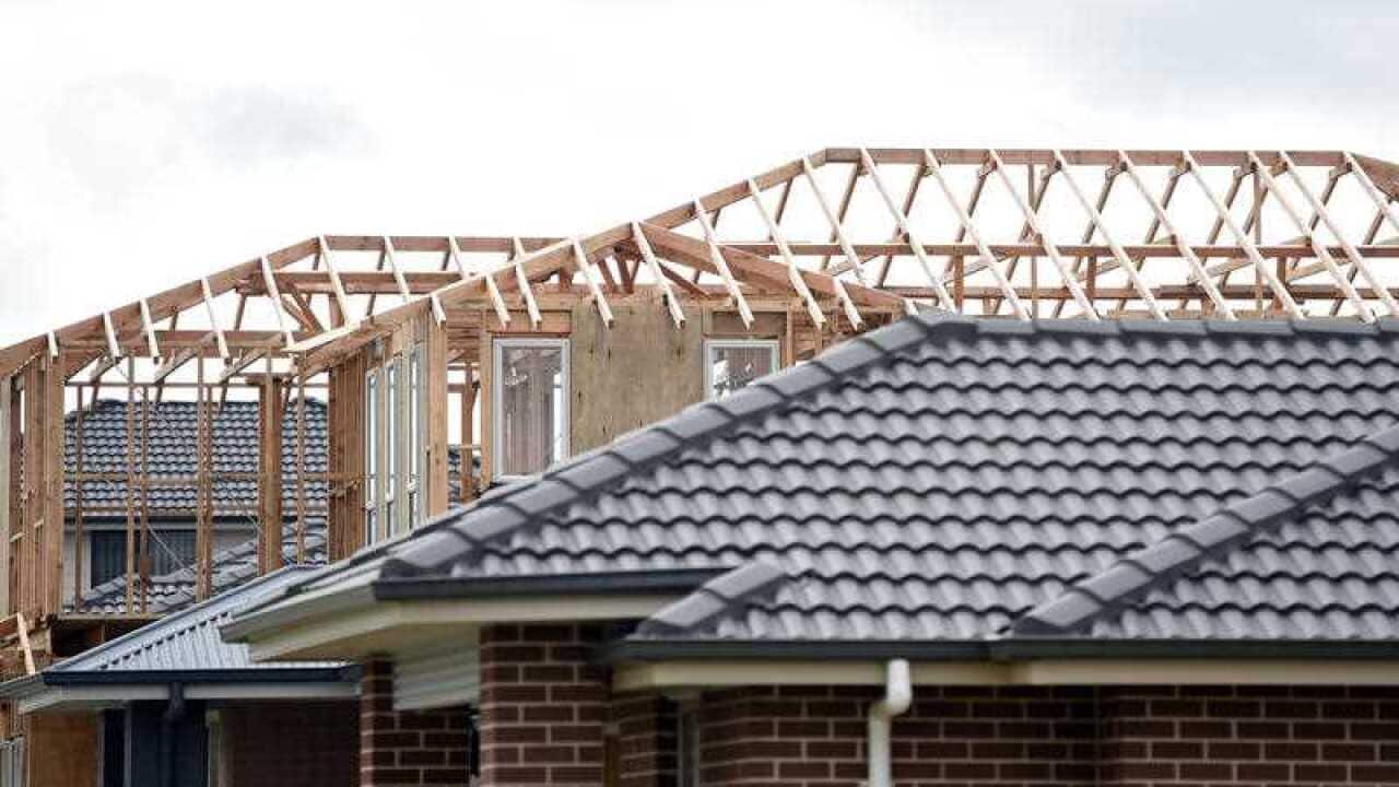 A property under construction in a new housing precinct in Sydney