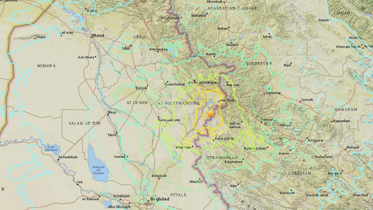 An image of the area of the earthquake