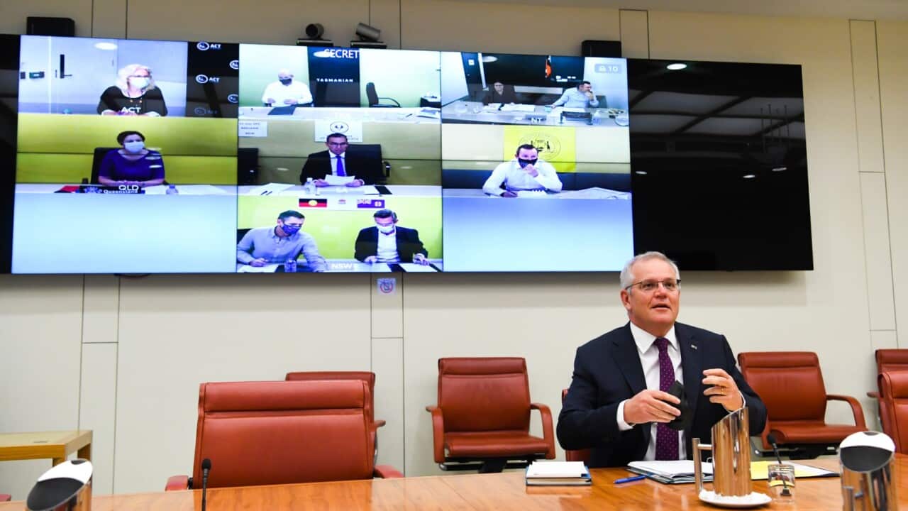 Prime Minister Scott Morrison holds a National Cabinet meeting in Canberra, 30 December