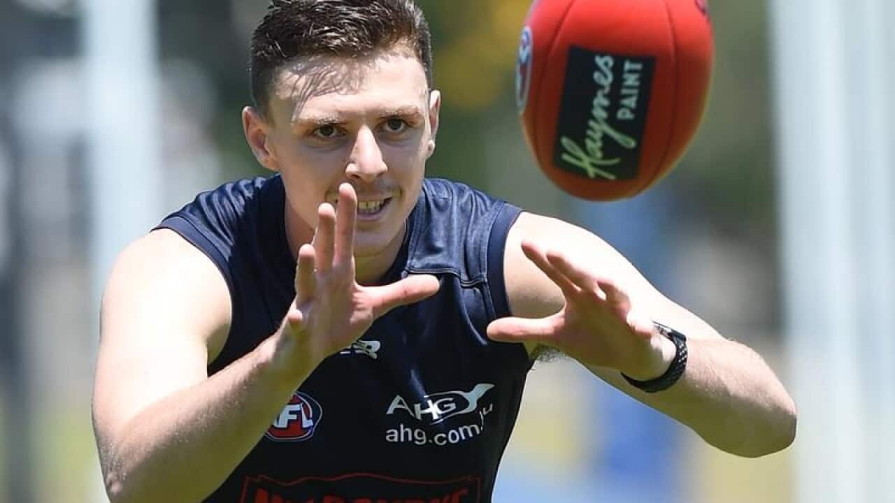 Jake Lever during a Melbourne Demons AFL training session