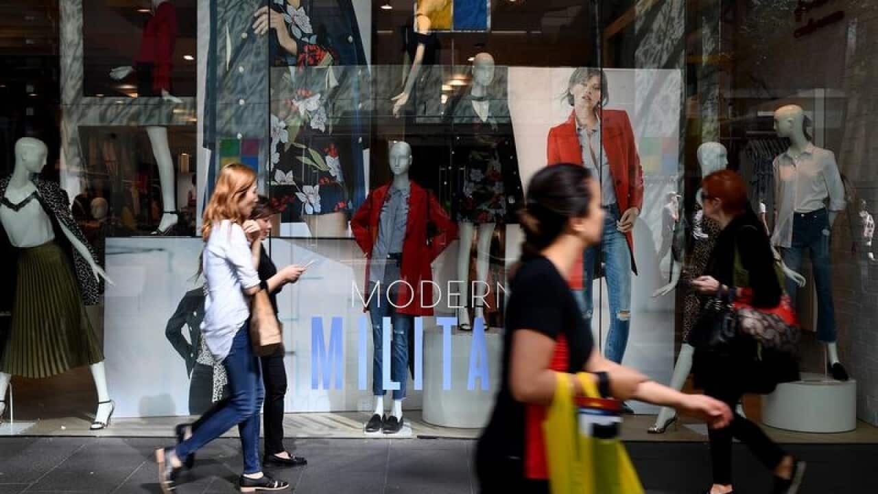 People are seen at Pitt Street mall