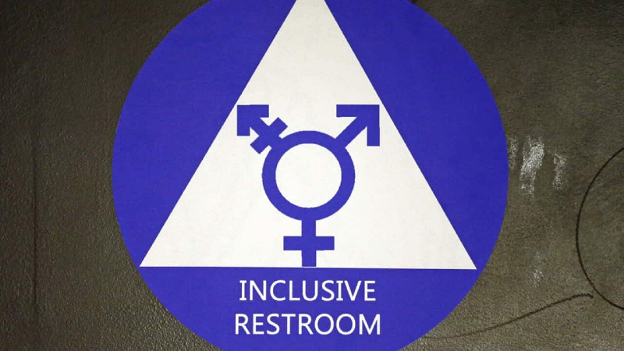 A gender neutral bathroom sticker