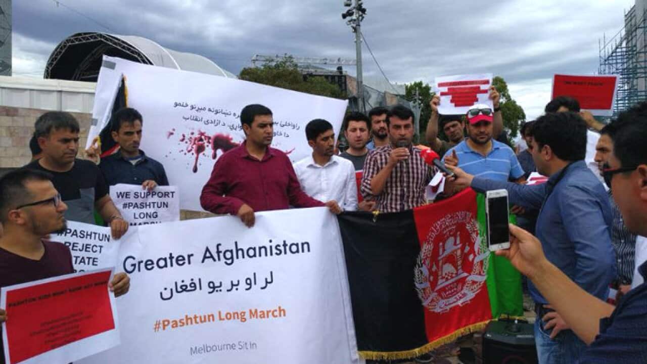 Pashtuns protesting in Melbourne Australia.