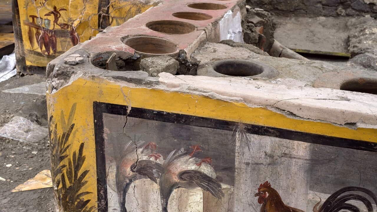 The Thermopolium, a well-preserved frescoed 'fast food' counter in the park's Regio V area, will open to visitors at Easter 2021.